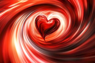 红色漩涡中的心形