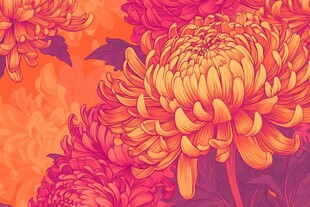 橙色菊花的数字艺术