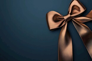 金色蝴蝶结 蓝色背景