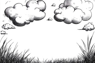 手绘的天空与草地