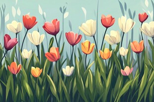 五彩缤纷的郁金香花海