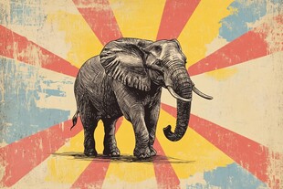 复古大象艺术印刷品