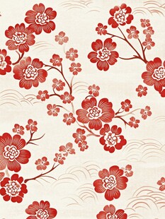 红色花朵图案的传统亚洲设计