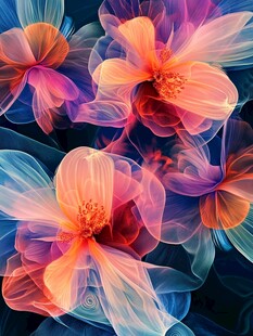 多彩花卉抽象艺术