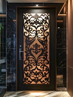 豪华黑金雕花安全门