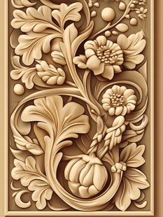 木雕花卉浮雕