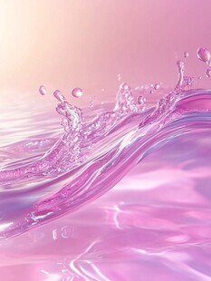粉红色水花飞溅的抽象画