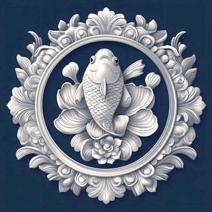 深蓝背景上的白色浮雕艺术