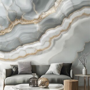 现代客厅 灰色大理石纹理墙纸