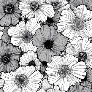 灰色调花卉图案