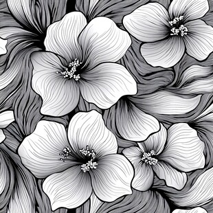 黑白花卉图案