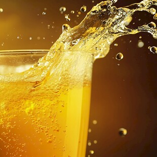 金色液体飞溅的瞬间