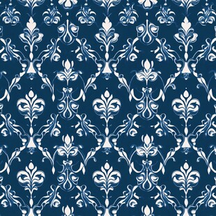 蓝色和白色花卉图案的无缝设计