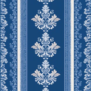 蓝色花卉图案墙纸