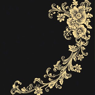 金色花纹在黑色背景上