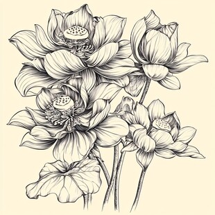 精细复古花卉插画