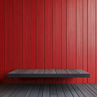 红色木板墙与木地板