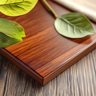 木纹与绿叶的和谐共舞