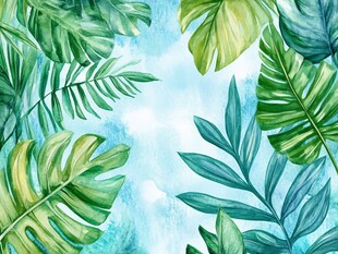 热带风情水彩画