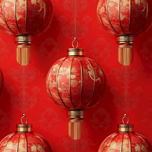 红色灯笼与传统图案