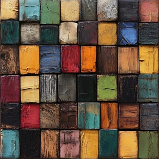 多彩木块拼贴画