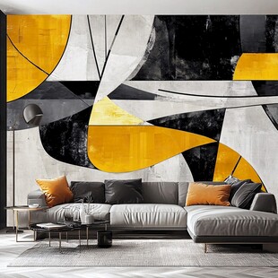 现代风格客厅 几何图案墙纸