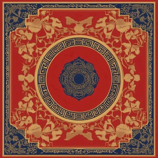 红色和蓝色传统图案设计