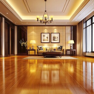 豪华客厅 木地板 吊灯 沙发 艺术品 窗帘