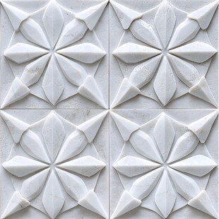 白色几何图案浮雕瓷砖