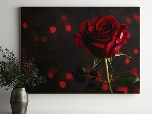 红玫瑰与心形散景