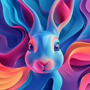 生动彩色的兔子艺术作品