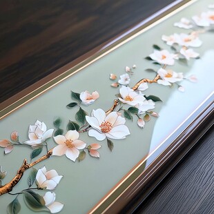 春花图案的玻璃画