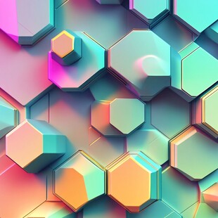 多彩六边形抽象画