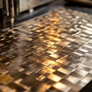 金色金属板材的特写