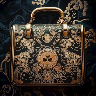 金色手提包 黑色背景