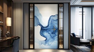 蓝色抽象艺术门设计