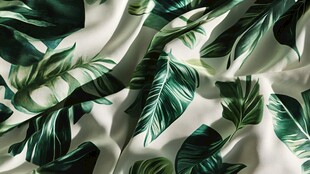热带树叶图案的织物