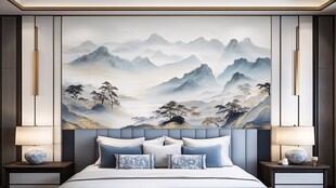 山水画风格卧室设计