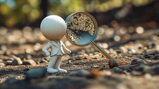 3D小人与放大镜在自然中