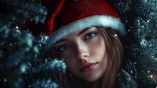 圣诞氛围中的年轻女孩