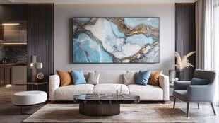 现代客厅艺术品与家具的和谐融合