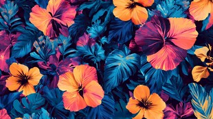 生动热带花卉图案