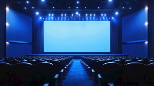 电影院的蓝色屏幕