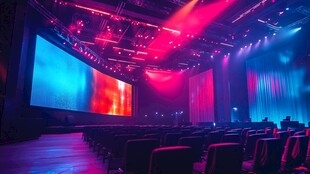 灯光璀璨的演播室