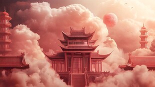 云雾缭绕的古代宫殿