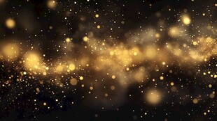 金色粒子在黑暗背景中浮动