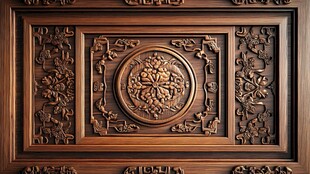 深棕色木质雕刻艺术品