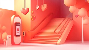 楼梯间的爱心主题装饰