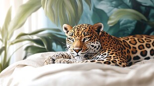 豹纹美洲豹休憩室内