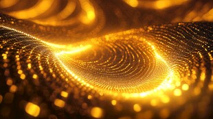 金色波浪粒子抽象图